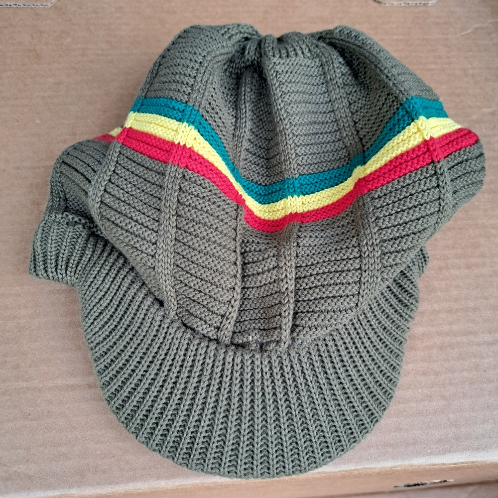 Knit Beenie with Colorful Stripes